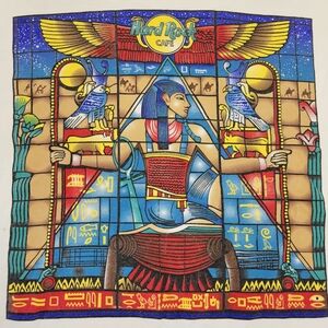 Vintage Hard Rock Cafe Vibrant Egyptian T-shirt Blue, Red, Gold